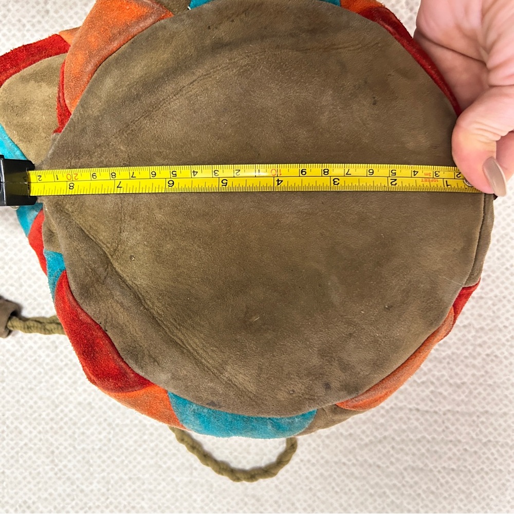 90’s Vintage Suede Leather Multicolour Bucket Bag - Picture 5 of 7